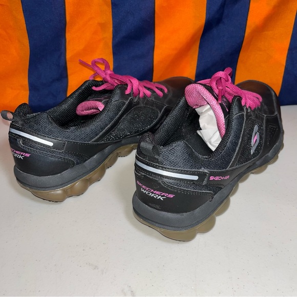 Skechers SKECH-AIR Womens Black/Pink Relaxed Fit Slip Resistant Shoes size 11 - Picture 4 of 9